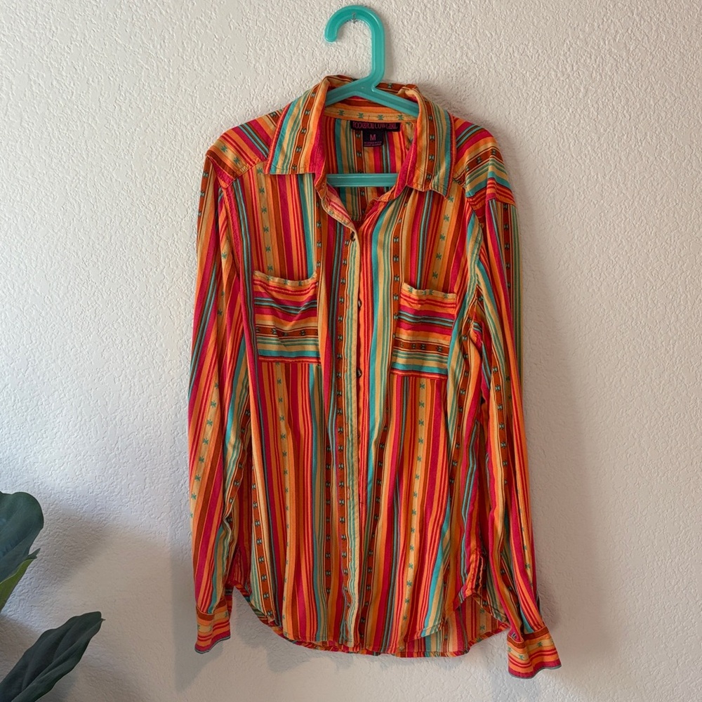 Rock & Roll Cowgirl Multicolor Striped Button Down Shirt